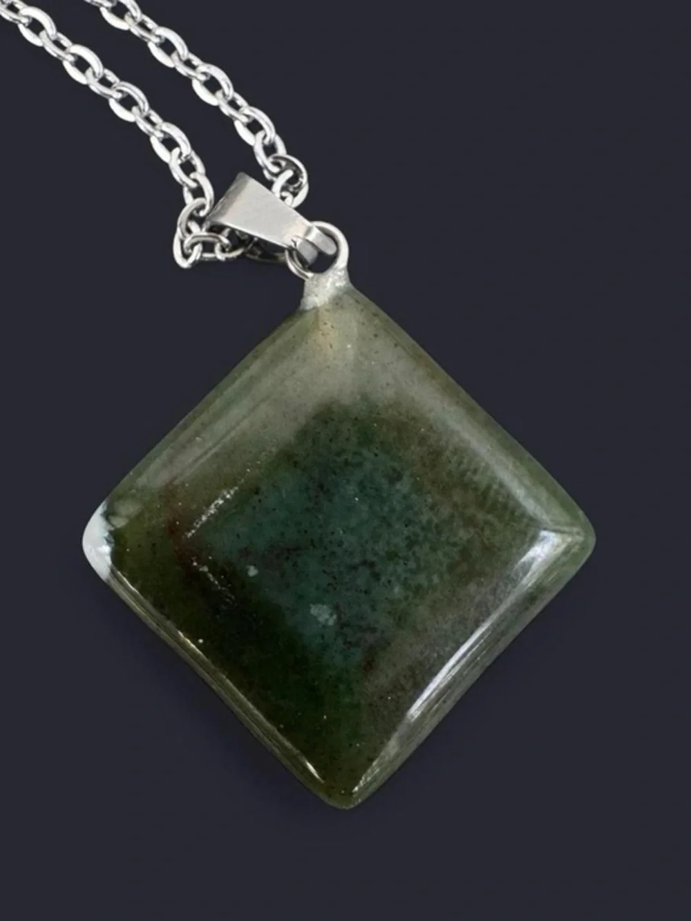Ocean Jasper Pendant Silver Necklace